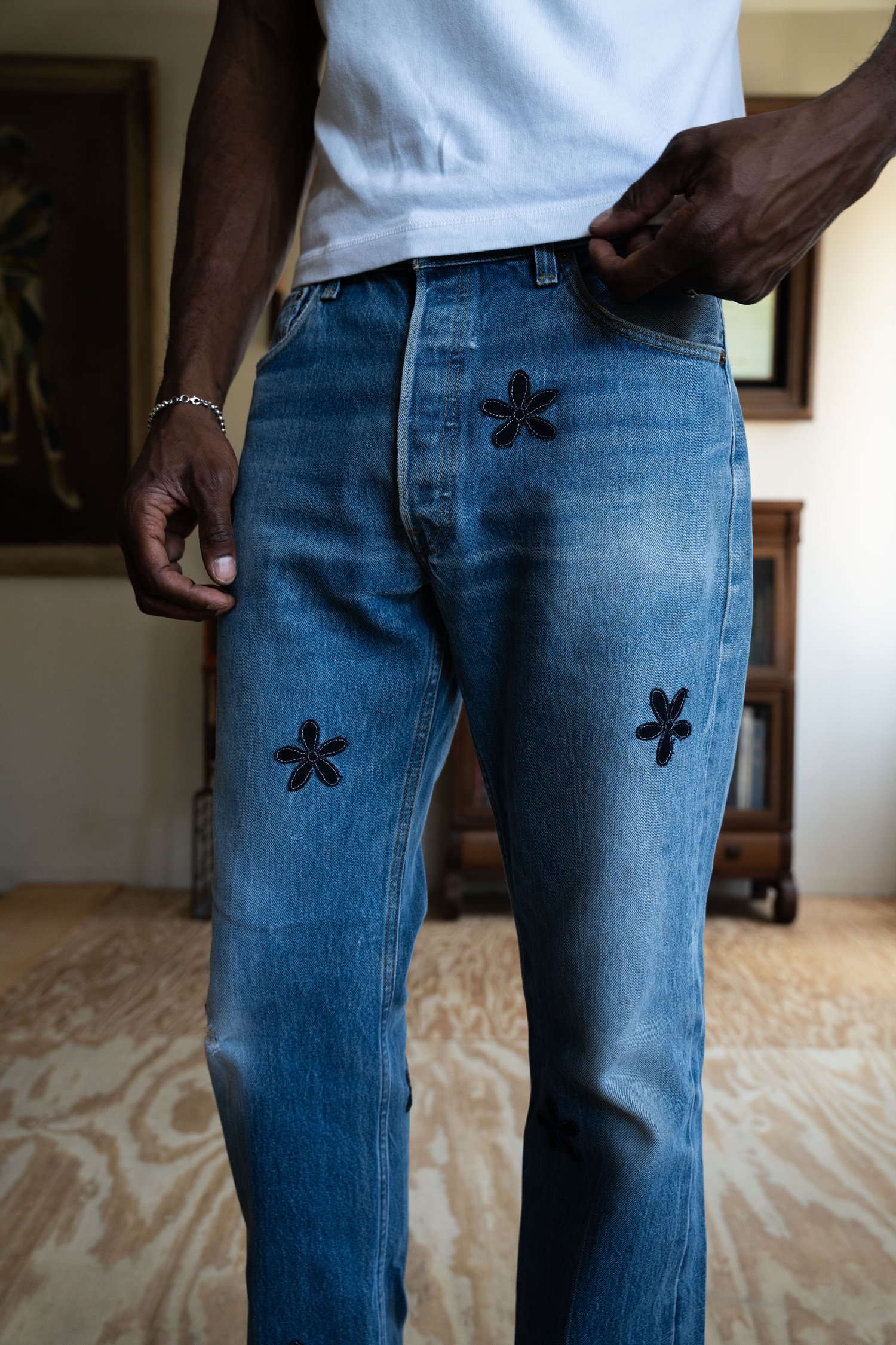 Image of Denim floral jeans 