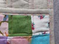 Image 2 of Pocketed Linen Potholder Set - Crazy Patchwork 