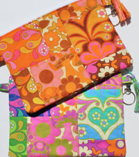 Image 1 of Handmade Large Quilted Patchwork Clutch Purse with Tassel