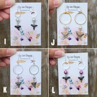 Image 4 of Hoop Fossilized Shark Tooth Earrings | Fossilized Shark Tooth and Pearl Hoops