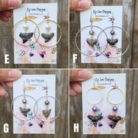 Image 3 of Hoop Fossilized Shark Tooth Earrings | Fossilized Shark Tooth and Pearl Hoops