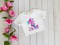 Image 1 of Tie Dye First Birthday Baby Bodysuit Pink Baby Girl’s Party Top