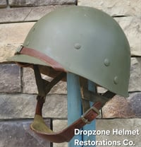 Image 13 of WWII M2 Airborne Helmet 502nd PIR & Westinghouse Paratrooper Liner. Captain. Net & scrim.