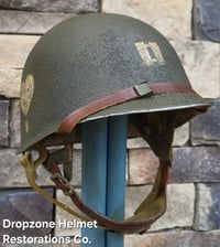 Image 3 of WWII M2 Airborne Helmet 502nd PIR & Westinghouse Paratrooper Liner. Captain. Net & scrim.