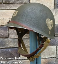 Image 1 of WWII M2 Airborne Helmet 502nd PIR & Westinghouse Paratrooper Liner. Captain. Net & scrim.