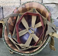 Image 14 of WWII M2 Airborne Helmet 502nd PIR & Westinghouse Paratrooper Liner. Captain. Net & scrim.