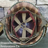 Image 12 of WWII M2 Airborne Helmet 502nd PIR & Westinghouse Paratrooper Liner. Captain. Net & scrim.