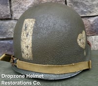 Image 9 of WWII M2 Airborne Helmet 502nd PIR & Westinghouse Paratrooper Liner. Captain. Net & scrim.