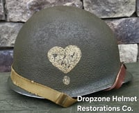 Image 4 of WWII M2 Airborne Helmet 502nd PIR & Westinghouse Paratrooper Liner. Captain. Net & scrim.