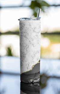 Image 1 of Elegant Marble-Inspired 20oz Thermal Tumbler