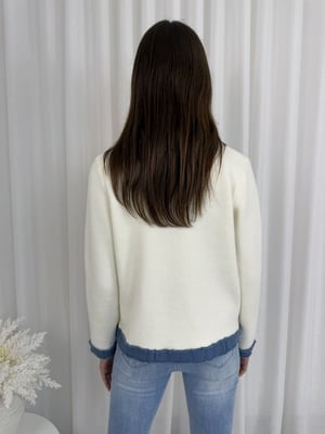 Image of Demin Detail Cardi - cream