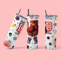 Image 2 of Superhero Customizable 20oz Thermal tumbler
