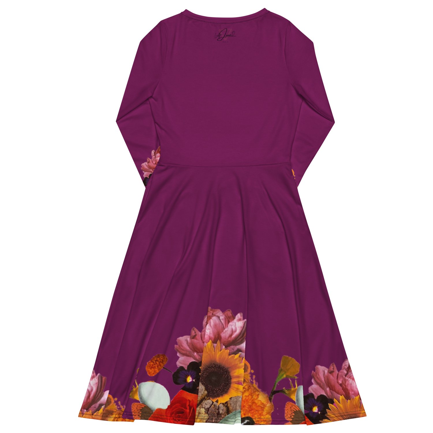 Image of She Doesn't Let Life Drag Her Down -  All Over Print - Long Sleeve Dress With Pockets