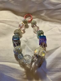 Disco ball and disco square bead phone chain