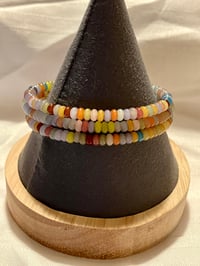 Image 1 of Memory wire 4mm smooth rondel glass beaded bracelet