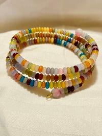 Image 2 of Memory wire 4mm smooth rondel glass beaded bracelet