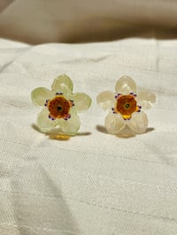 Image 2 of Large flower stud earrings in orange