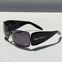 Image 2 of Vivienne Westwood Black Shield Wrap Sunglasses