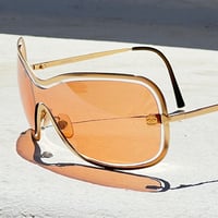 Image 2 of Chanel Gold-Tone Orange Shield Sunglasses