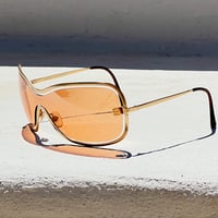 Image 3 of Chanel Gold-Tone Orange Shield Sunglasses