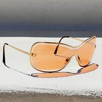 Image 1 of Chanel Gold-Tone Orange Shield Sunglasses