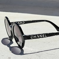 Image 2 of Chanel Black Round Logo Arm Sunglasses