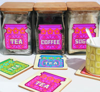 Image 2 of Set of Tea, Coffee, Sugar Vinyl Stickers - 4 Colours