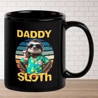 Image 2 of Black Ceramic Daddy Sloth Fathers Day Coffee Mug