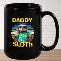 Image 1 of Black Ceramic Daddy Sloth Fathers Day Coffee Mug
