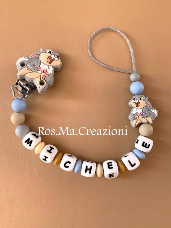 Image of Catenella Porta ciuccio / succhietto Topolino in Silicone personalizzata con il nome 