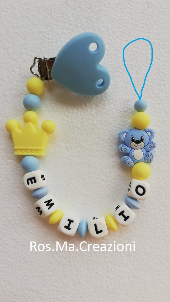 Image of Catenella Porta ciuccio succhietto Leoncino in Silicone con Nome Bimbo/a 