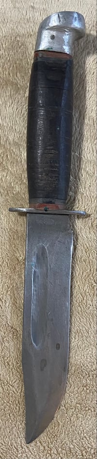 Image 3 of WW2 (USA) 1940s Military Combat Side Knife w/Original Sheath