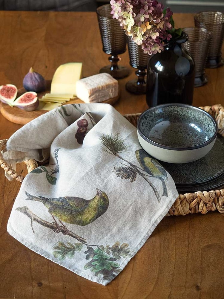 Image of Torchon en Lin Thème: oiseaux