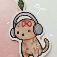 Image 2 of Sims Cat with Headphones Sticker