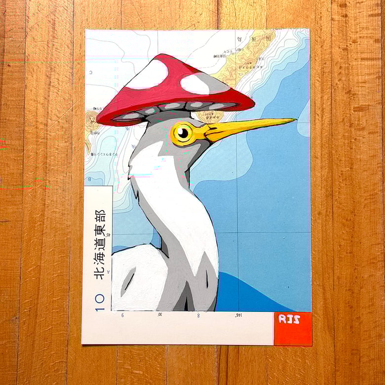 Image of Mushroom Capped Egret / unframed original painting