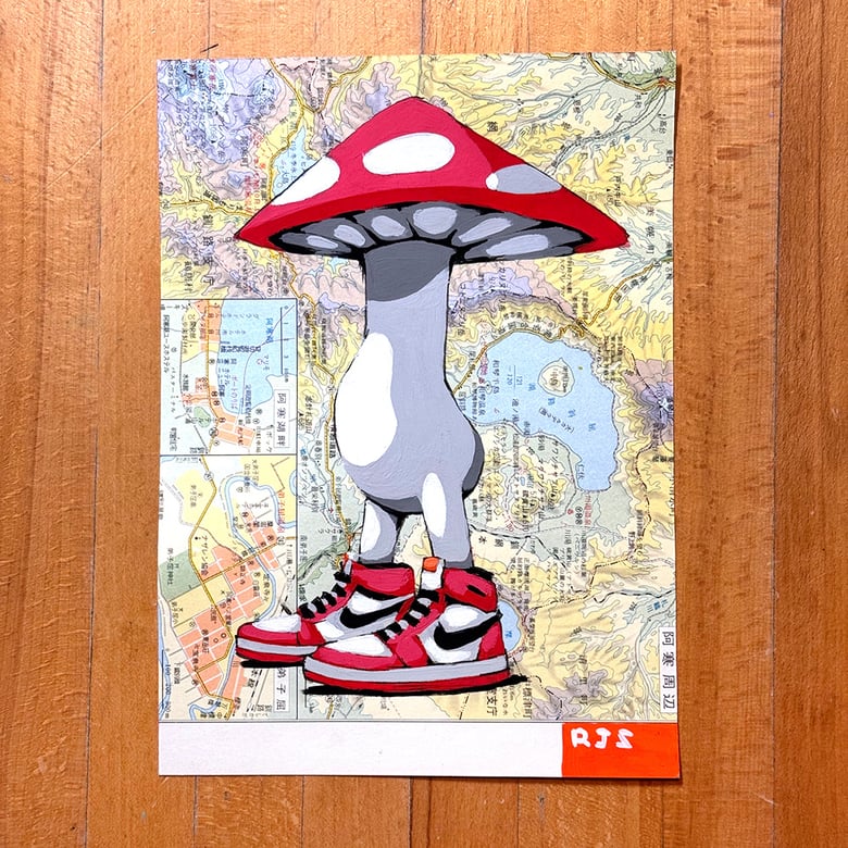 Image of Mushroom Wearing Jordan 1s / unframed original painting