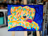 Image 1 of Yellow Dog on Deep Blues 12x16