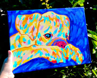 Image 3 of Yellow Dog on Deep Blues 12x16