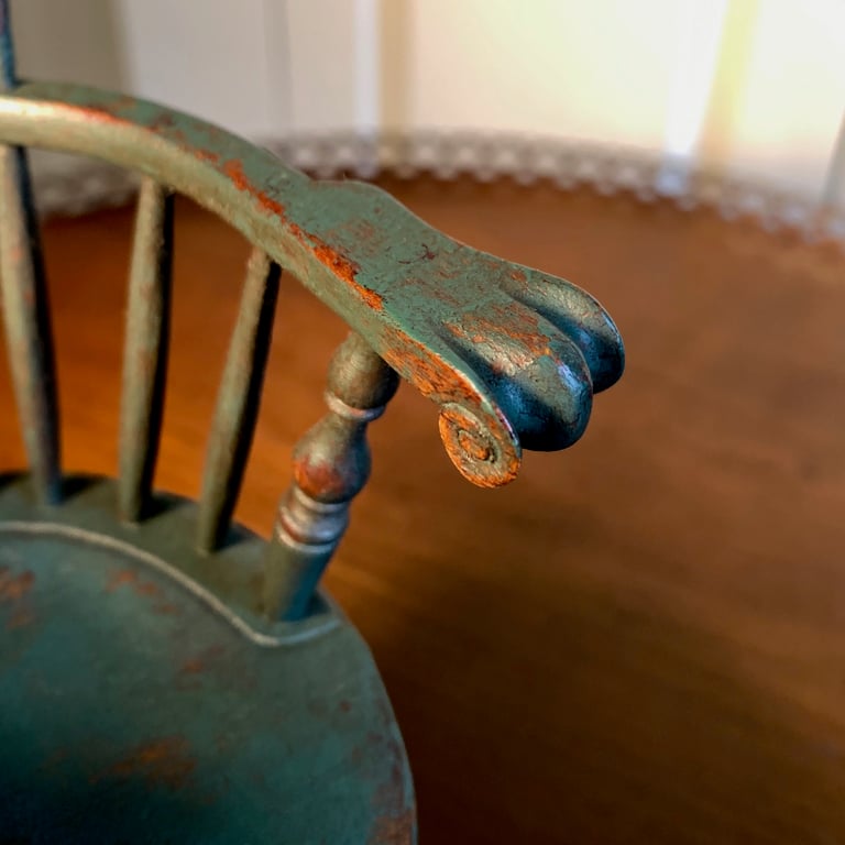 Miniature Comb-back Writing-arm Windsor Chair - Aged Windsor Green Paint Image 3