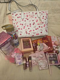 Image 8 of Sashas Custom RESERVED Juicy Couture Cherry On Top Tote Makeup Bundle Featuring Hello Kitty 