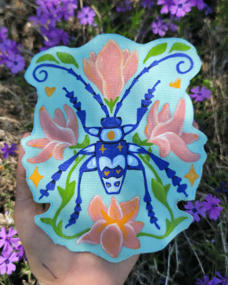 Image of Long horned beetle hand painting patch | Free shipping