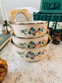 Image 1 of Lincoware floral enamel bowl set