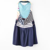 Image 5 of rainbow navy courtneycourtney adult size M/L medium large gathered flouncy halter dress sundress