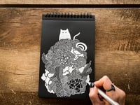 Image 1 of Mini Cat Doodle Drawing by Allie (5" x 7")