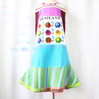 Image 1 of thailand elephants elefants 6/7 courtneycourtney twirly twirl tank sleeveless dress rainbow stripe