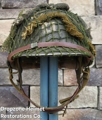 Image 8 of WWII M2 Airborne Helmet 502nd PIR & Westinghouse Paratrooper Liner. Captain. Net & scrim.