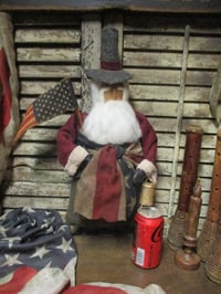 Image 4 of #4... Olde Americana Santa~ Hanging ~ Wool Bag~ 20 in tall!