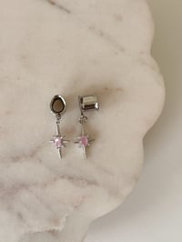 Pink Starburst Dangles (Silver)