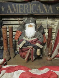Image 1 of  #5... Olde Liberty Santa in Basket ~ Hang Or Sit~ 15 in Tall!