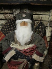 Image 2 of  #5... Olde Liberty Santa in Basket ~ Hang Or Sit~ 15 in Tall!